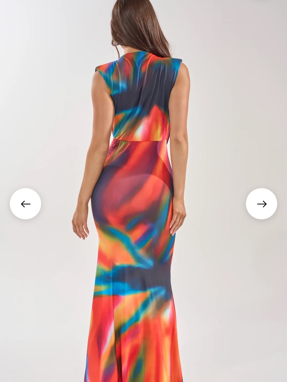 Color Me Empress Plunge Maxi Dress - Vibrant Rainbow Gown - Picture 2 of 3